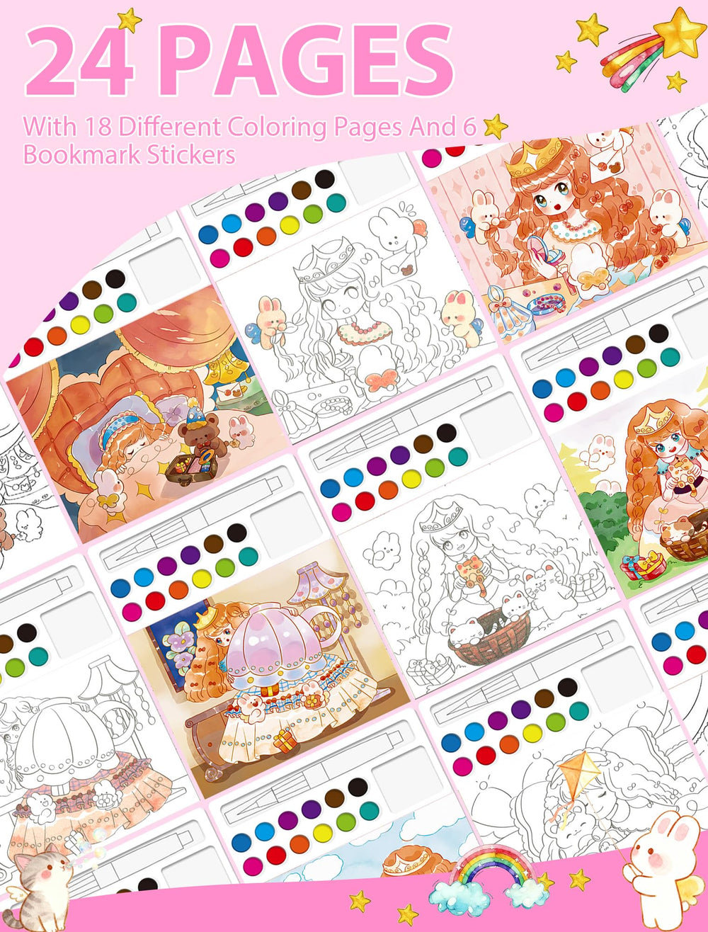 PIRIE Princess Paint with Water color palette shows spill-free painting fun.