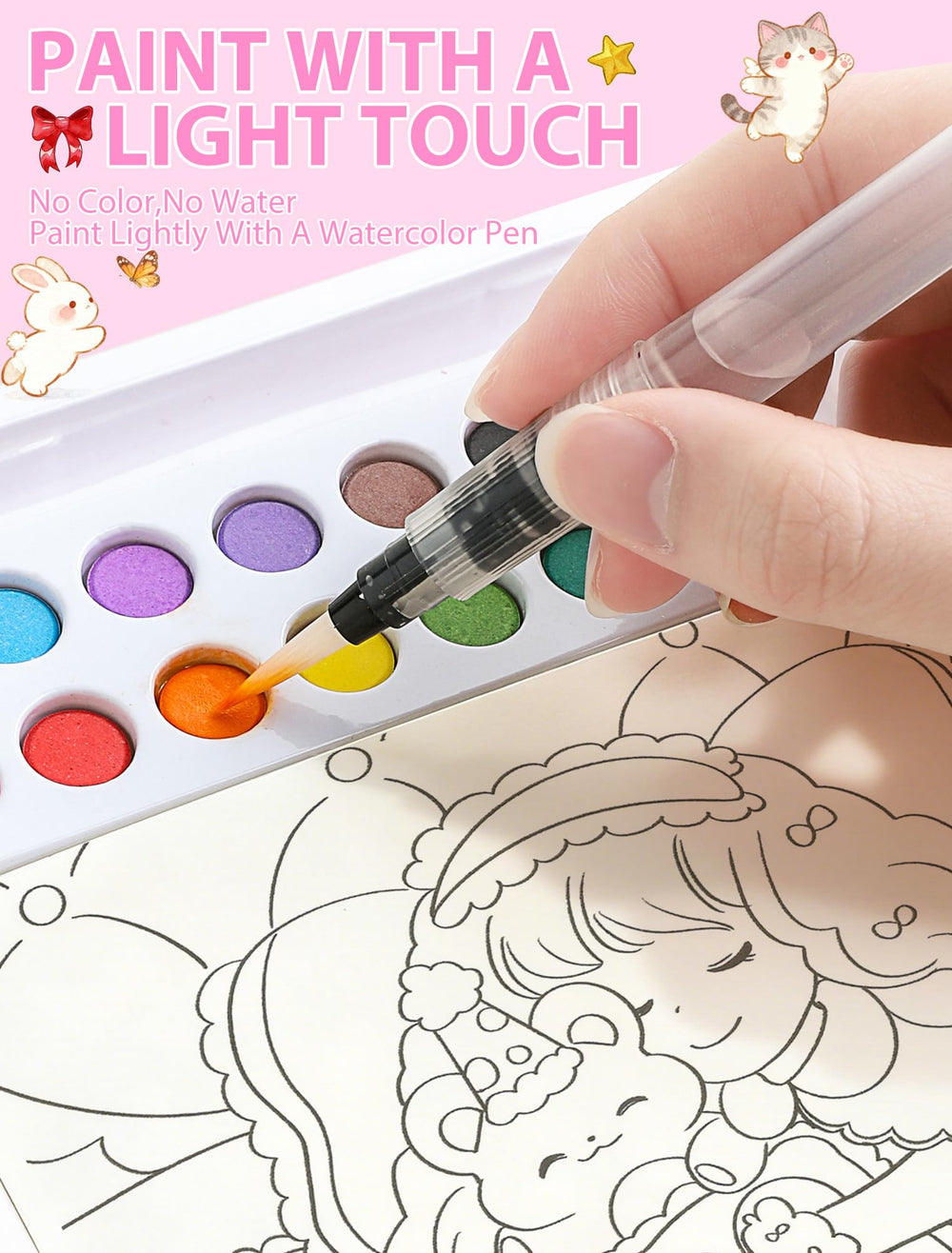 PIRIE Princess Paint with Water tear-out pages for easy sharing and display.