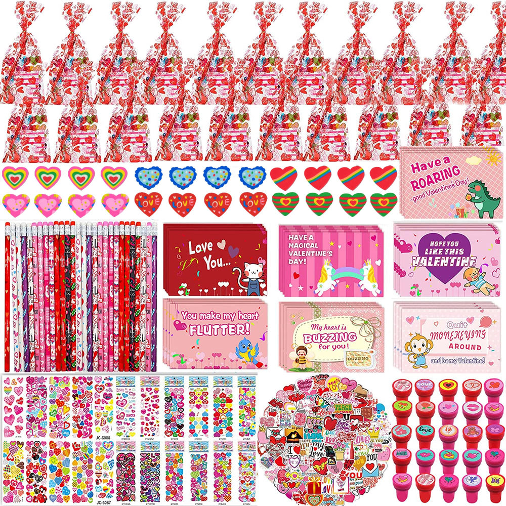 Piroo Valentines classroom gift pack goody bags for kids' party celebrations.