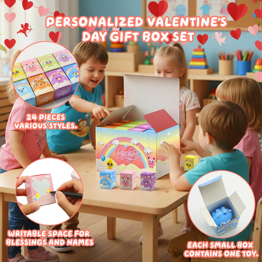 Pistroy writable Valentine box with To/From area for classroom gifts.