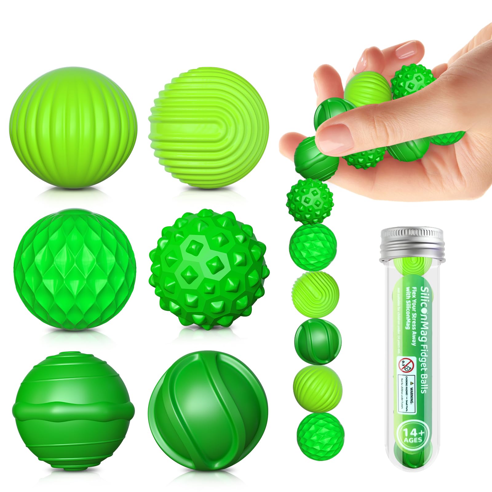 PITCOTT silicone sensory balls with textured surfaces for tactile focus