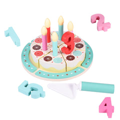 Pithfor Birthday Cake Cutting Set in wood, durable for pretend parties and creative play.