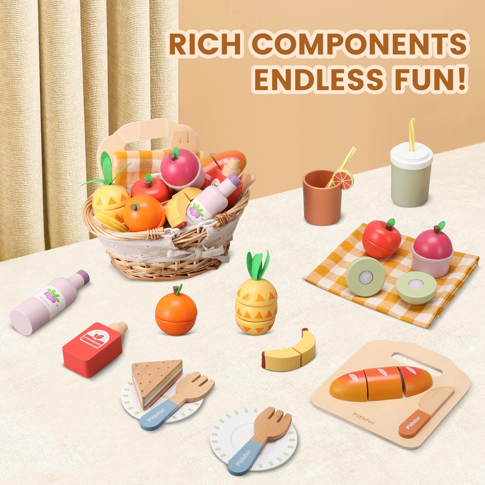 Pithfor Picnic Playset ketchup bottle fosters interactive kitchen routines.