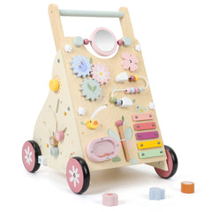 Pithfor wooden baby walker front view supports early steps with sturdy construction.