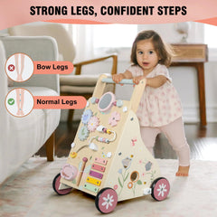 Pithfor wooden baby walker xylophone adds gentle musical engagement during walking practice.