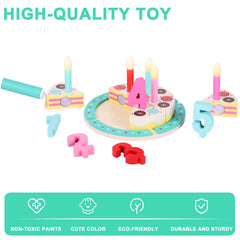 Pithfor wooden birthday cake slices, smooth edges for safe pretend serving.