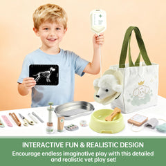 Pithfor wooden doctor kit bandages for caring play