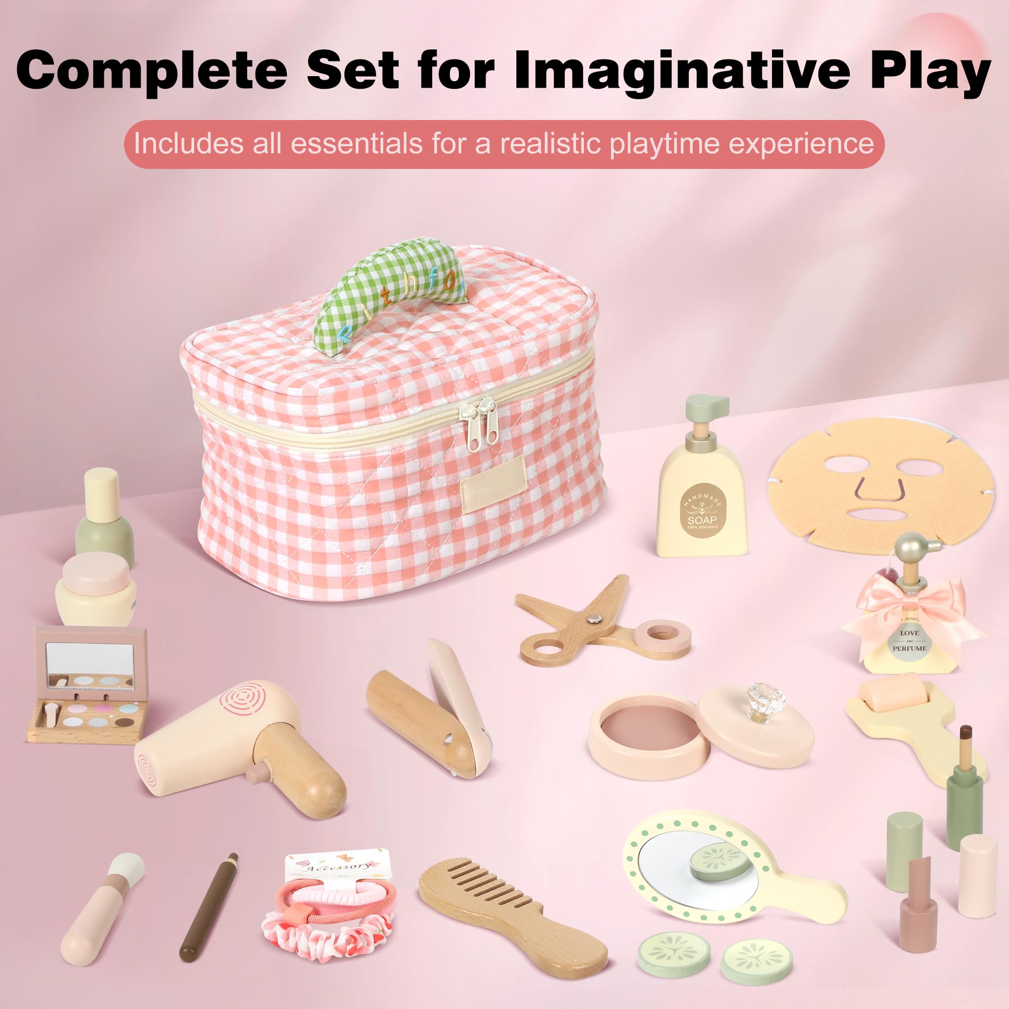 Pithfor wooden makeup toy set perfume bottles: pretend scents and precise mini motions