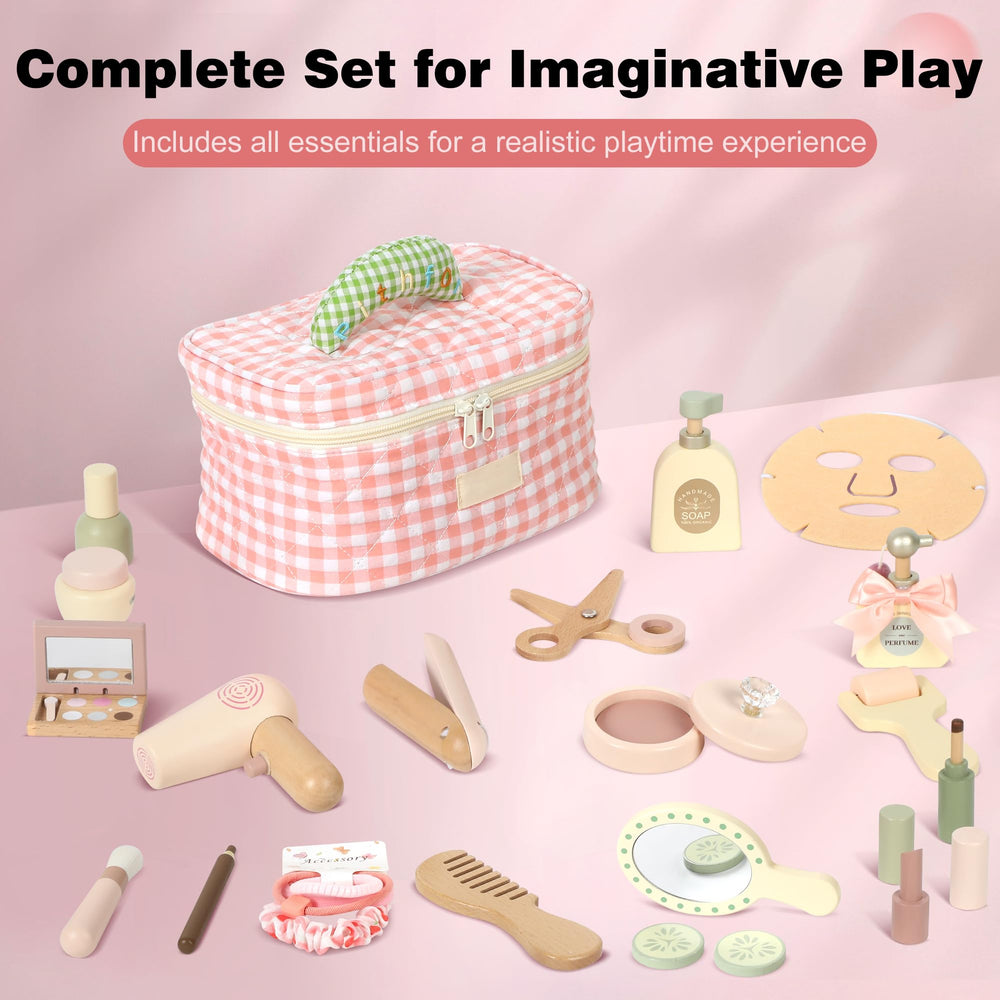 Pithfor wooden makeup toy set perfume bottles: pretend scents and precise mini motions
