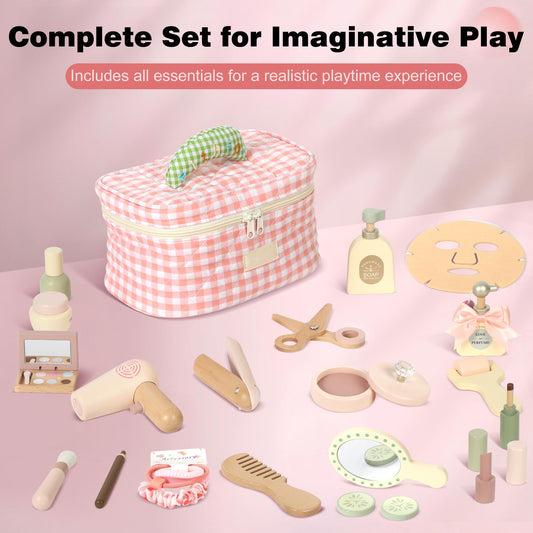 Pithfor wooden makeup toy set perfume bottles: pretend scents and precise mini motions