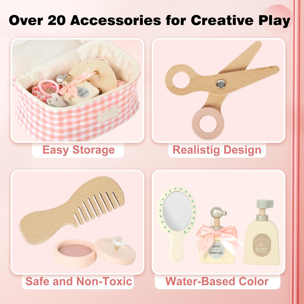 Pithfor wooden makeup toy set scissors: safe, smooth-edged tools for role-play