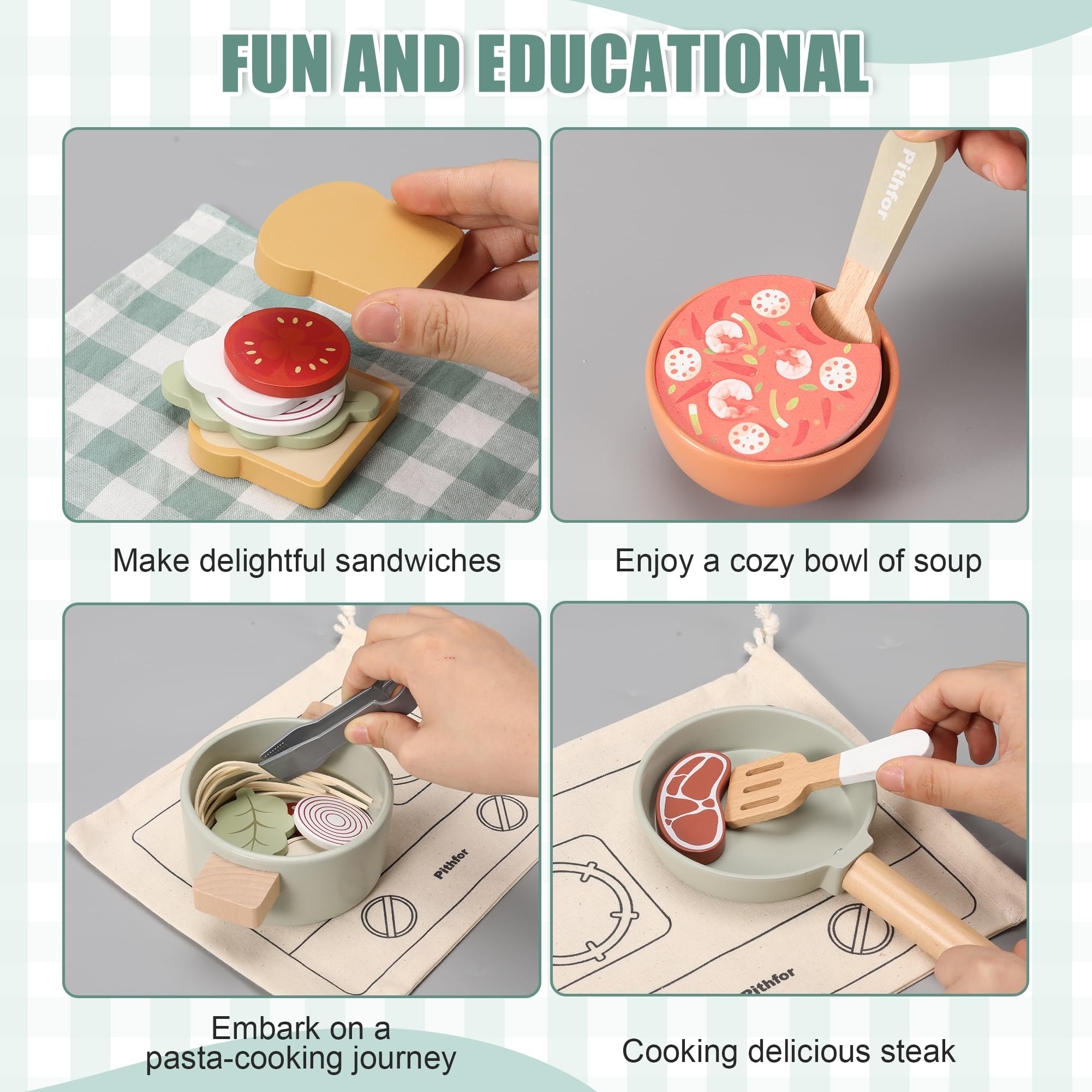 Pithfor wooden play pasta fuels creative kitchen role-play and coordination