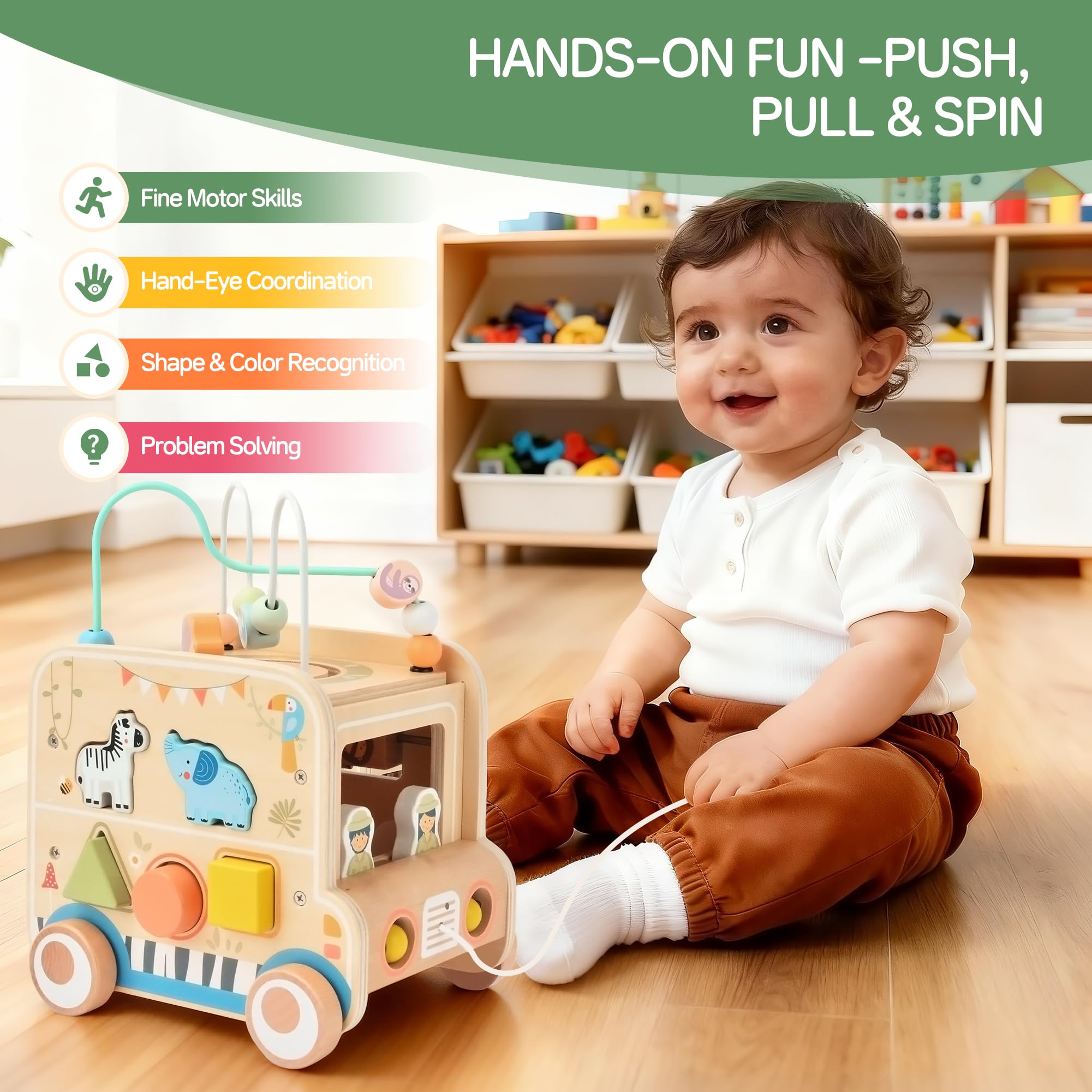 Pithfor activity cube showing shape sorting feature for early learning