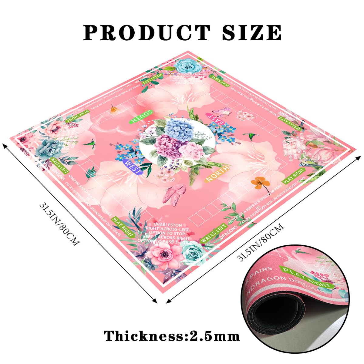 Pittera mahjong mat non slip rubber backing keeps tiles steady