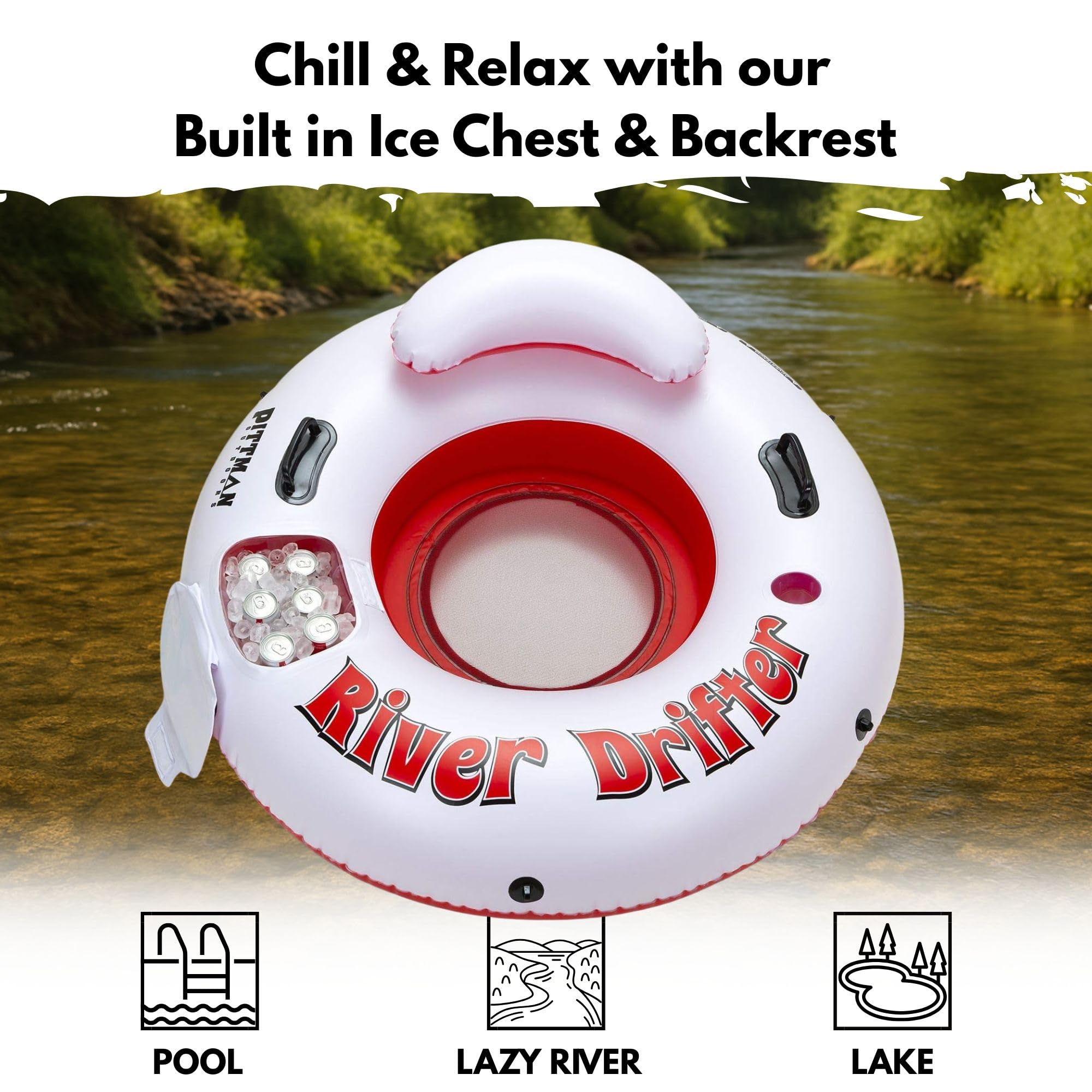 Pittman Outdoors River Drifter cup holder keeps beverages within reach on the water.