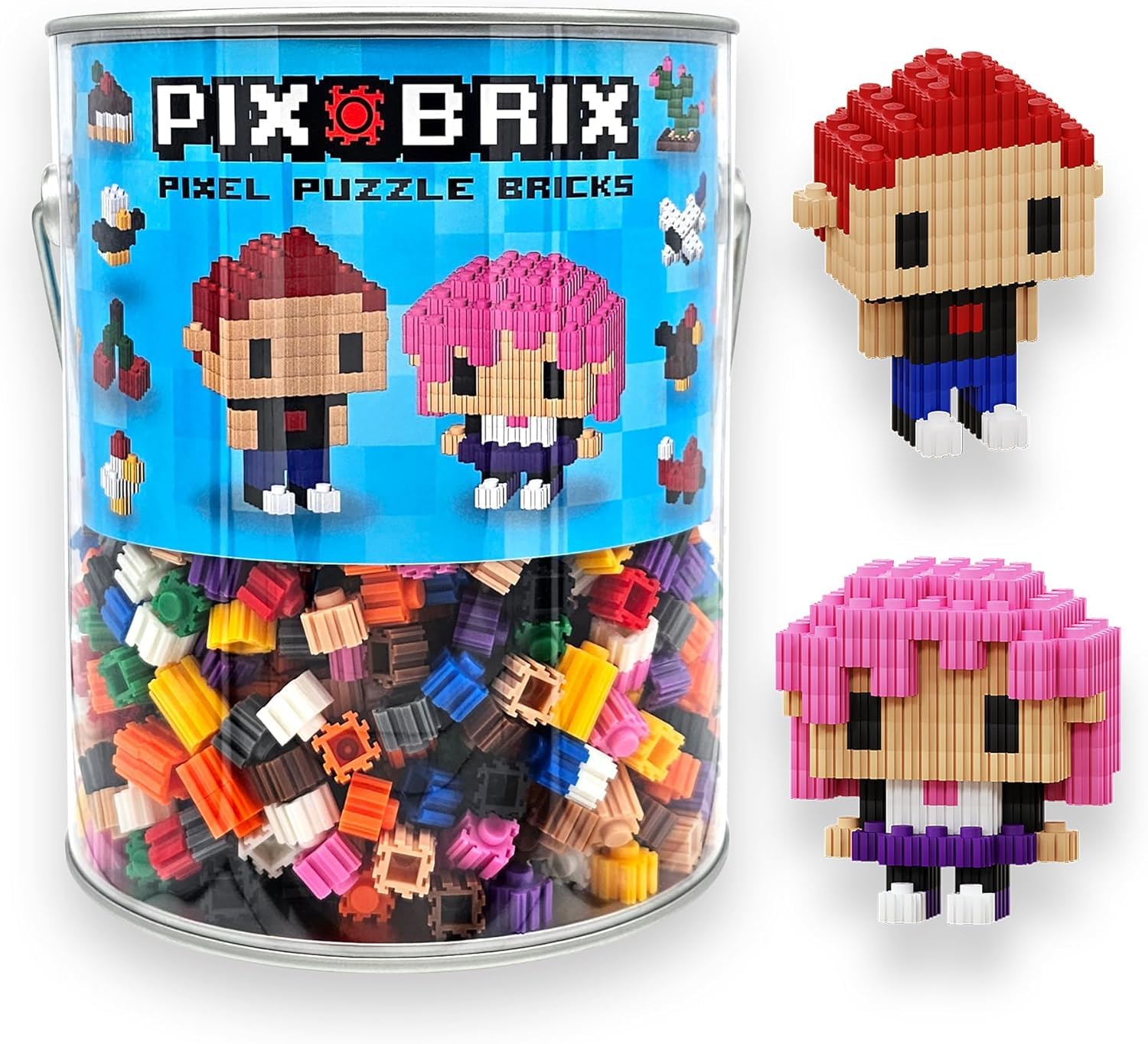 Pix Brix Pixel Art Puzzle Bricks Bucket shows a compact kit for creative building.