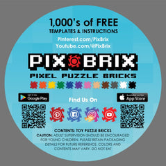 Close-up of reusable Pix Brix bricks in a sorted bucket demonstrating sustainable, repeatable play.