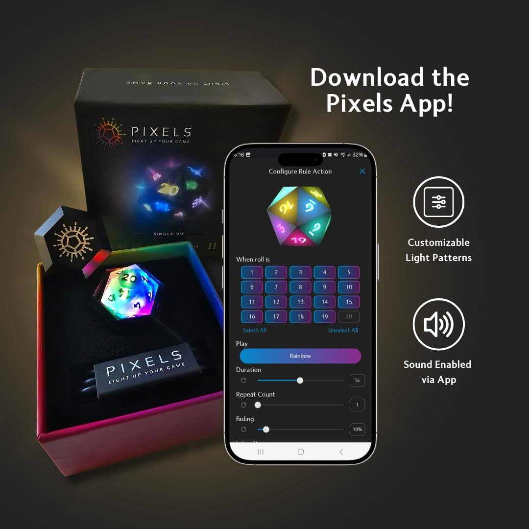 Pixels D20 Midnight Galaxy resin build highlights durable, balanced rolls and premium feel.