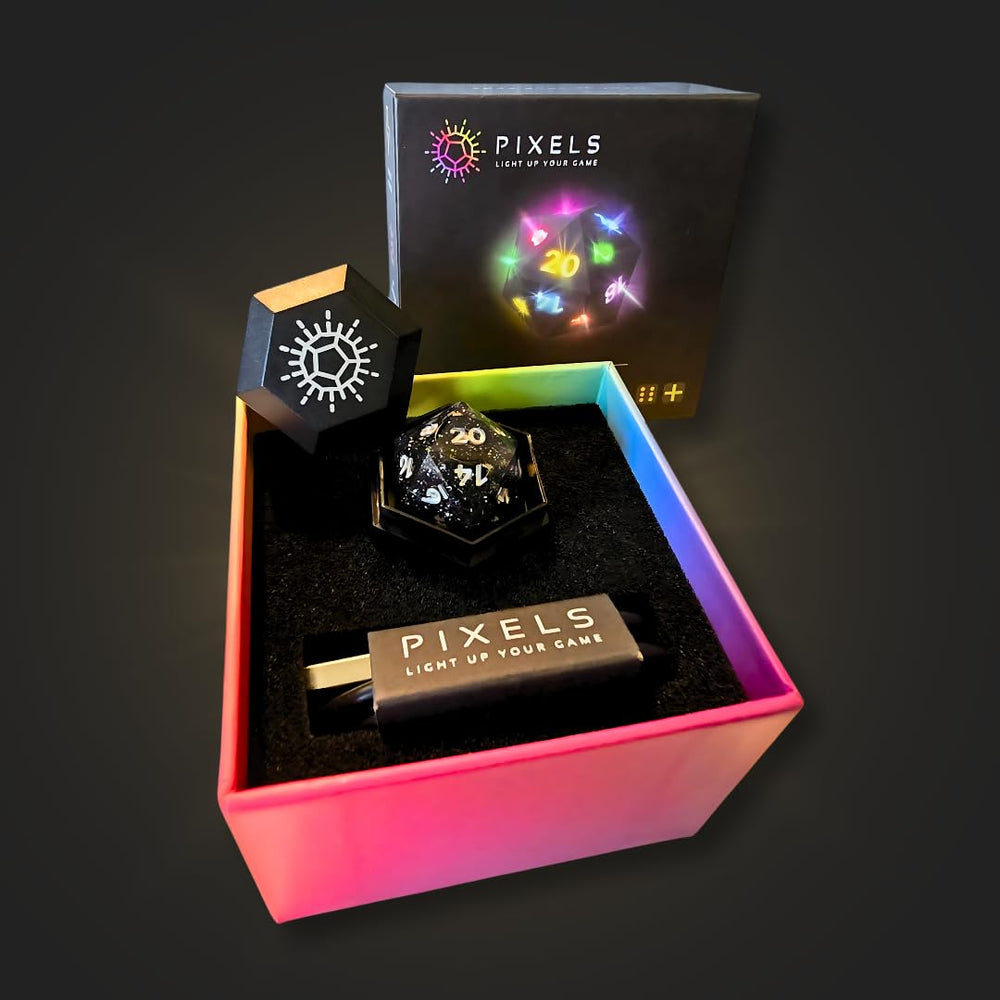 Pixels D20 Midnight Galaxy VTT compatibility enables smooth online tabletop sessions.