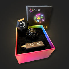 Pixels D20 Midnight Galaxy VTT compatibility enables smooth online tabletop sessions.
