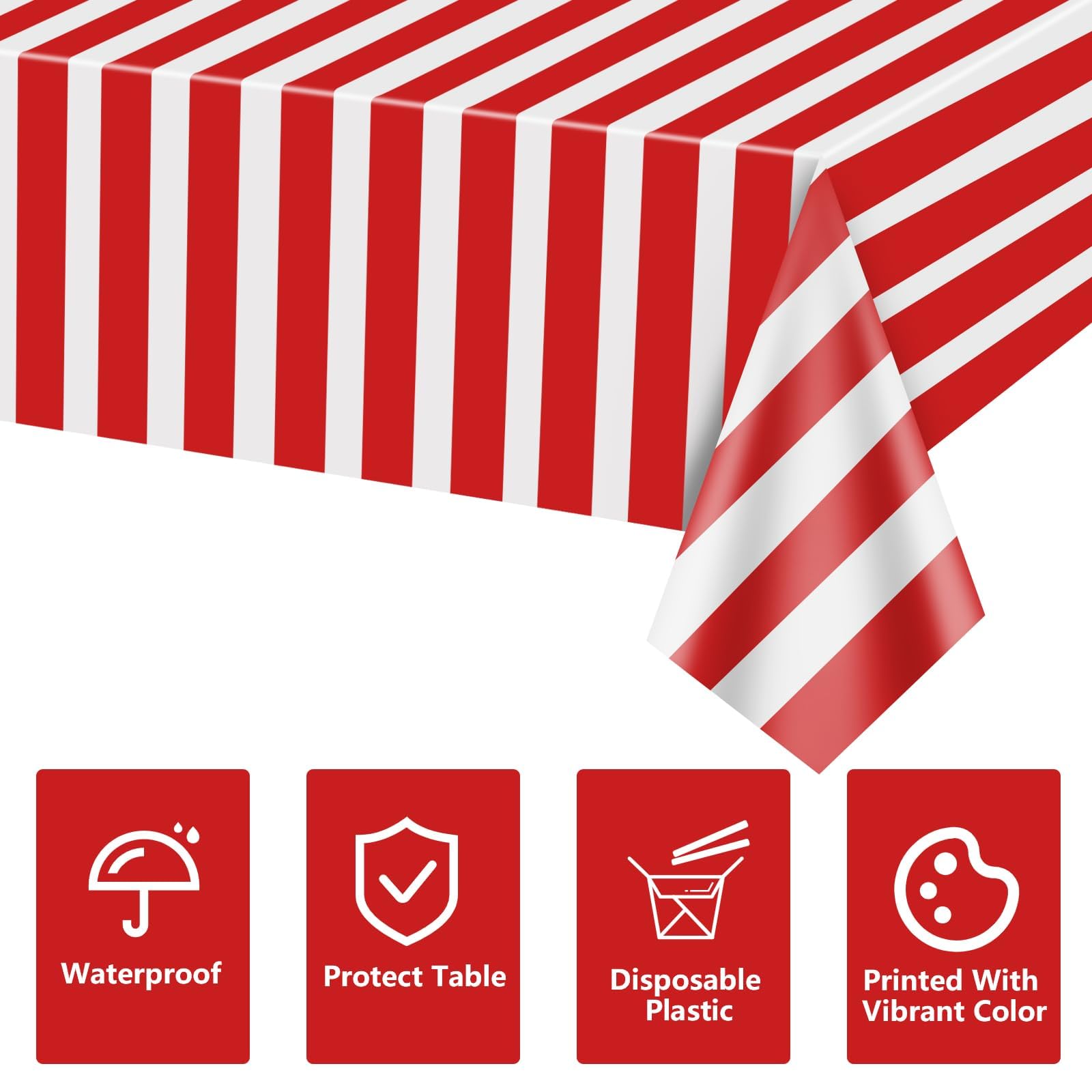 PIXHOTUL Christmas dining decor using red and white striped cover