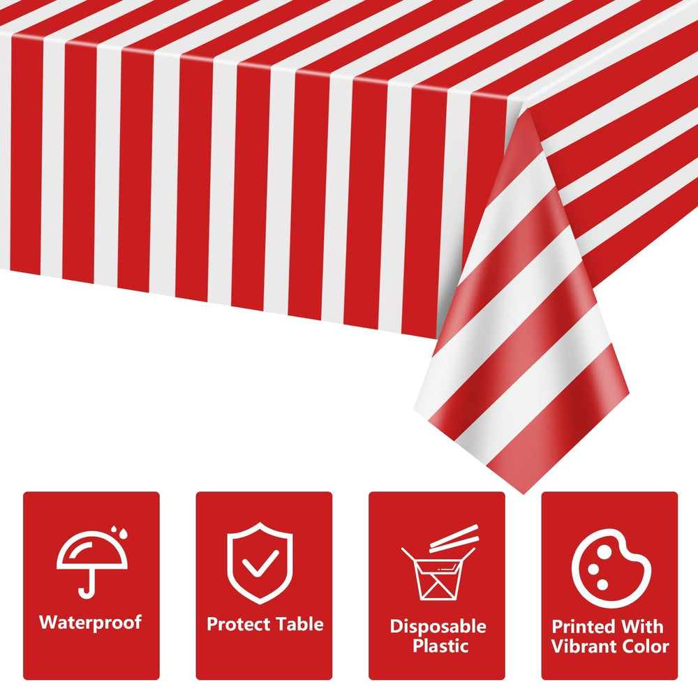 PIXHOTUL Christmas dining decor using red and white striped cover