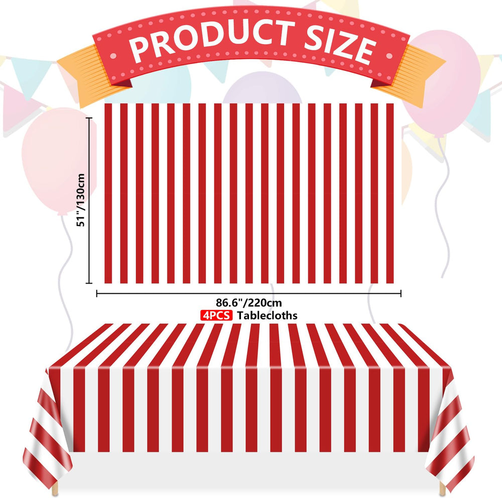 PIXHOTUL waterproof tablecloth in red and white stripes for surface protection