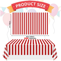 PIXHOTUL waterproof tablecloth in red and white stripes for surface protection