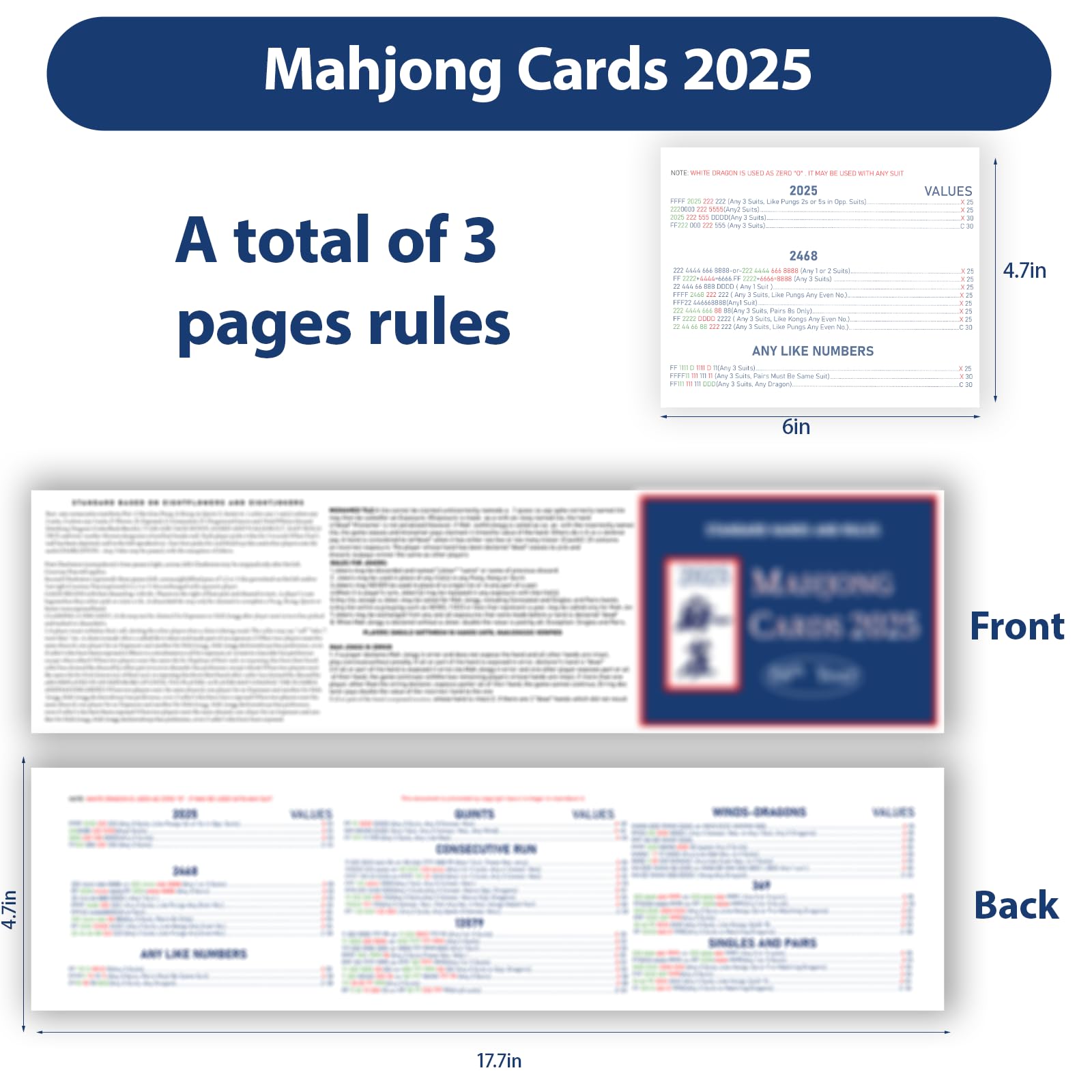 Pixibond Mahjong Cards large print for comfortable rule lookup