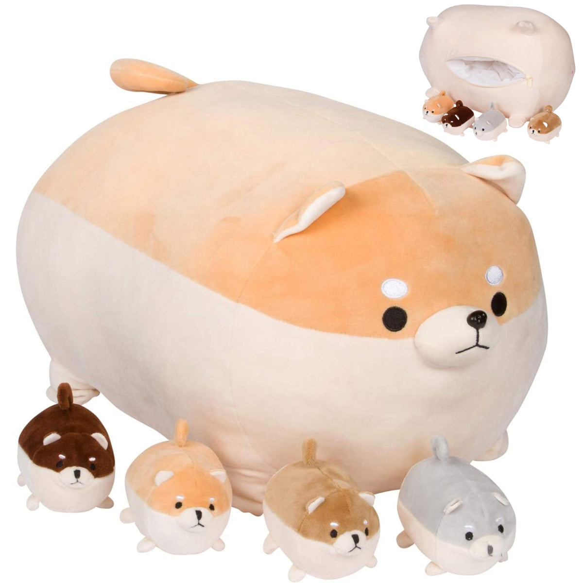 PixieCrush Shiba Inu mommy plush offering cozy cuddles and bedtime comfort