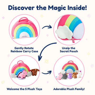 PixieCrush pink bunny plush adds a soft, huggable friend.