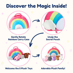 PixieCrush pink bunny plush adds a soft, huggable friend.