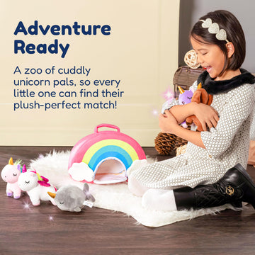 PixieCrush rainbow unicorn plush brightens playtime and storytelling.