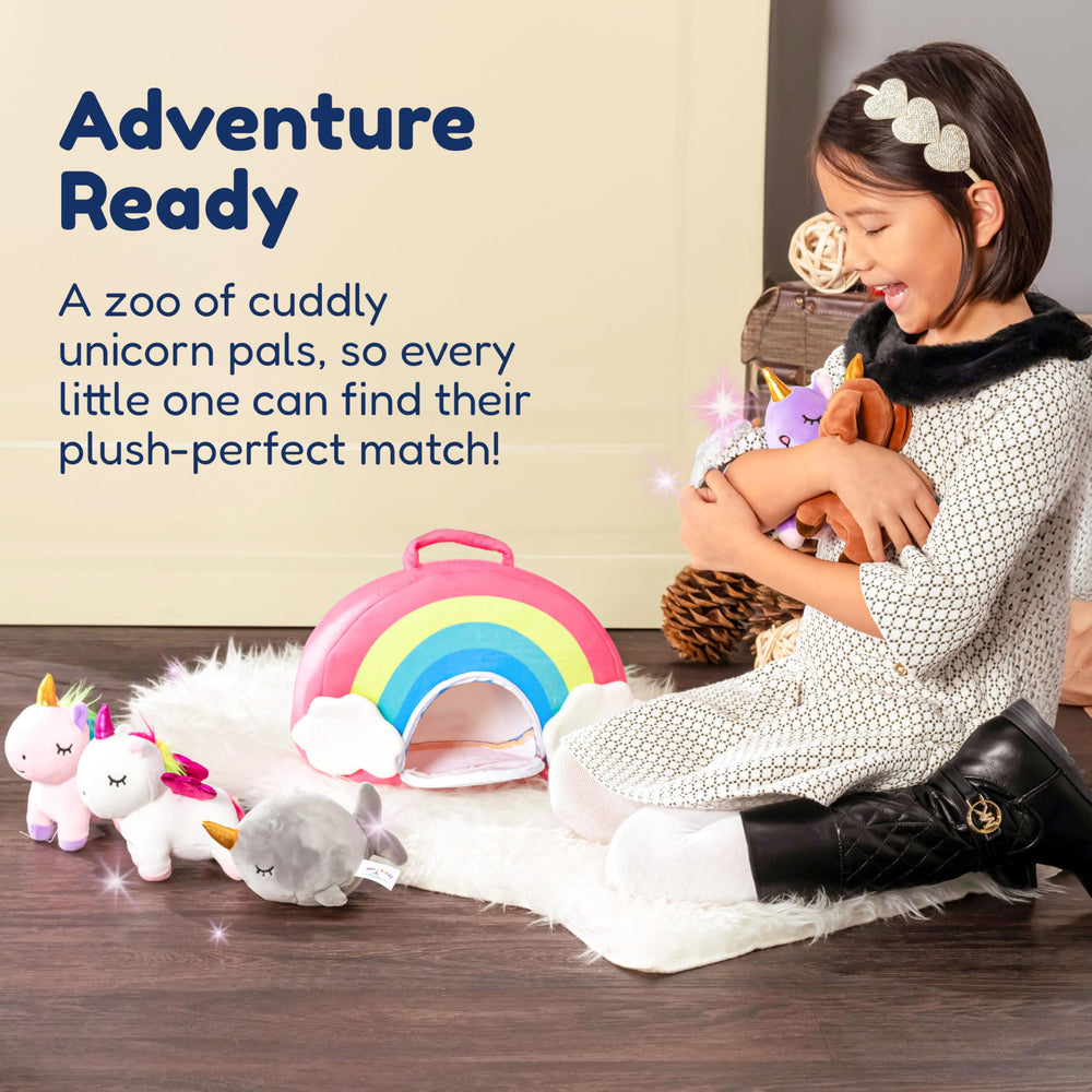 PixieCrush rainbow unicorn plush brightens playtime and storytelling.