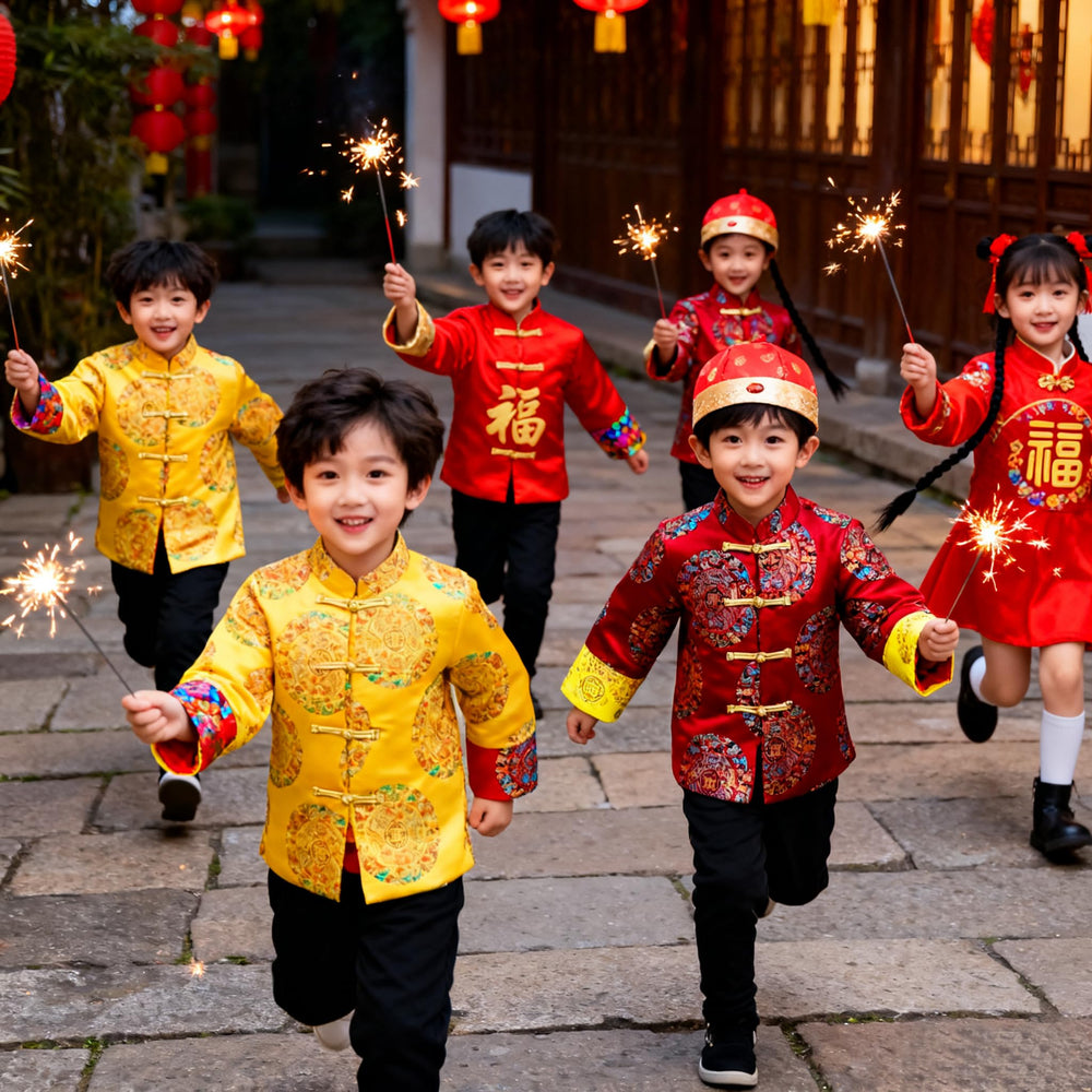 Pixienest Lunar New Year parade look on a child model.