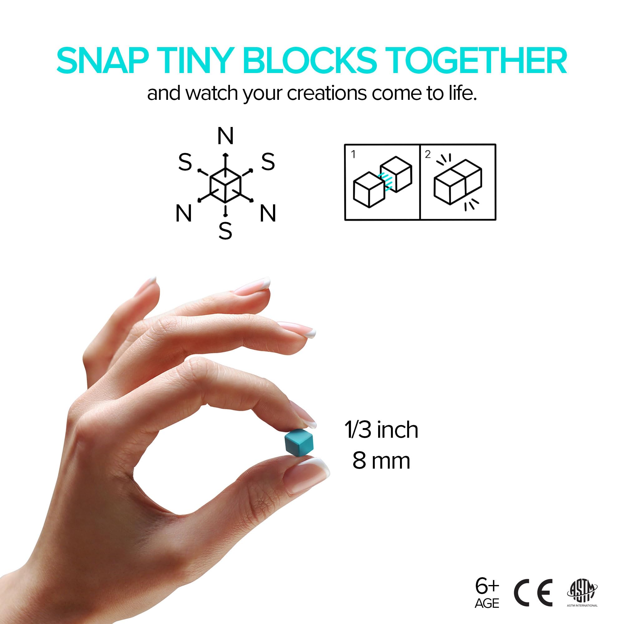 PIXIO 60-piece color set enables versatile magnetic blocks for abstract sculptures.