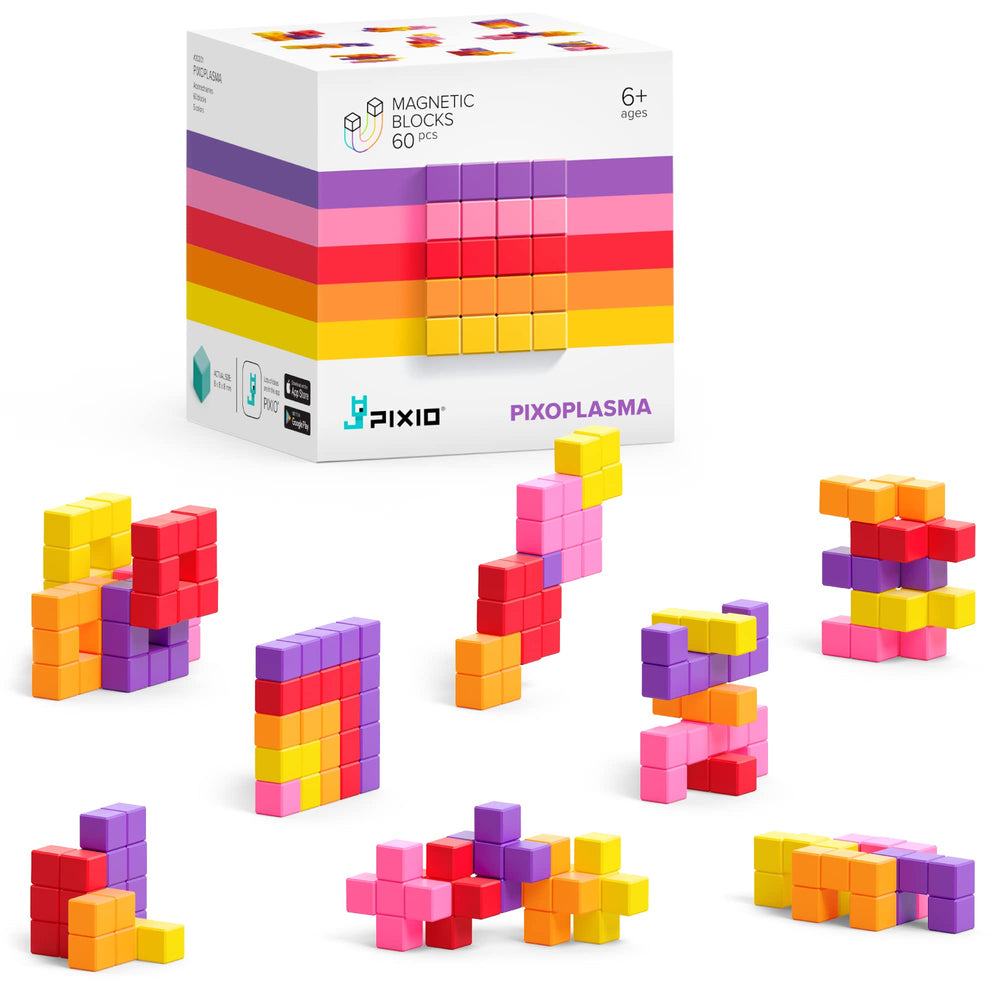 PIXIO mini blocks in pixel-art style demonstrate precise 8mm cubes for creative builds.