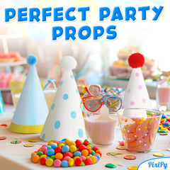 PixiPy party scene featuring colorful PixiPy hats in use.
