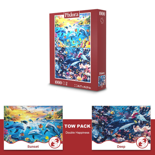 Pixlora Deep Sea Voyage 1000-piece puzzle: intricate blues reward careful attention.