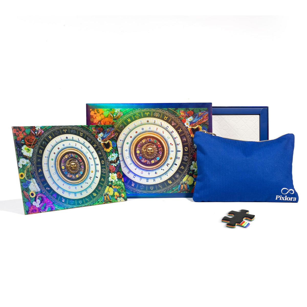Pixlora Lucky Tiles outer wheel shows vibrant cosmic design for immersive puzzling