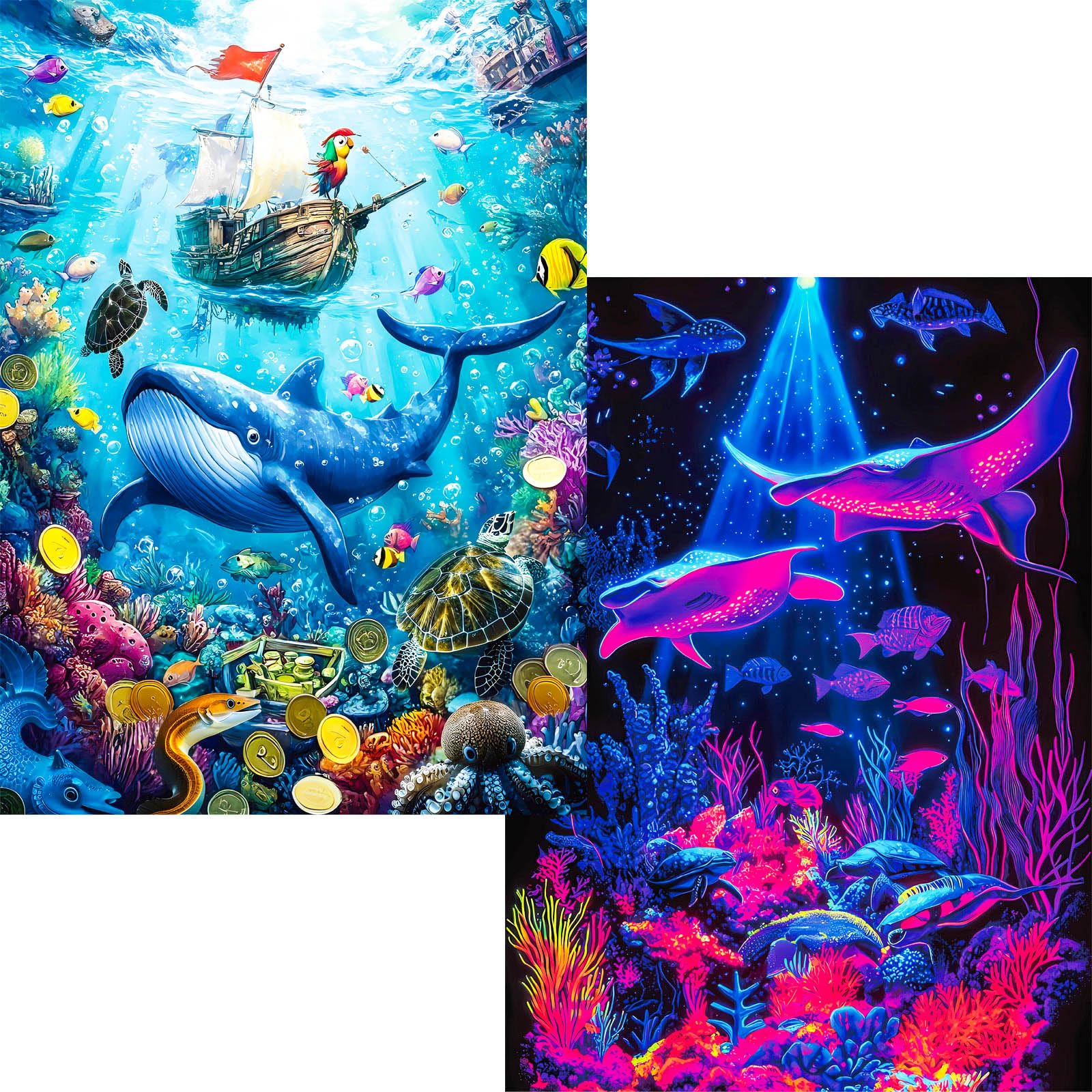 Pixlora whale explorer journey puzzle featuring detailed ocean scene for immersive solo play.