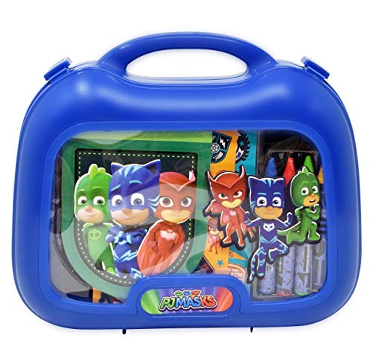 PJ Masks carry-along coloring case for on-the-go creativity.