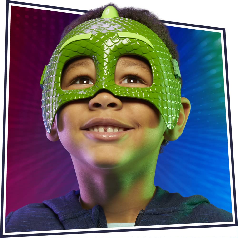 Child wearing PJ Masks Gekko Mask for durable, comfortable dress-up