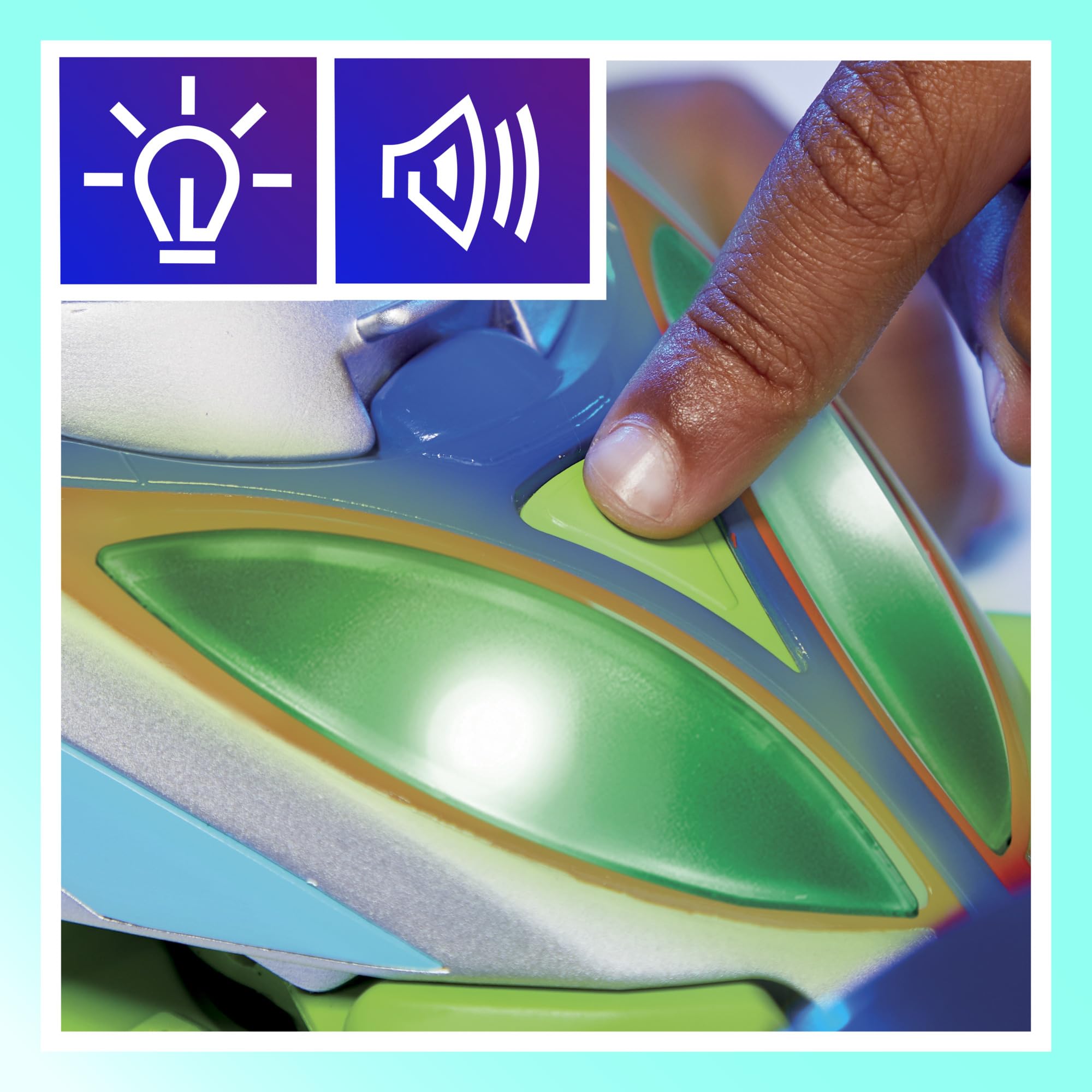 PJ Masks PJ Explorider air mode features bright red lights for soaring stories.