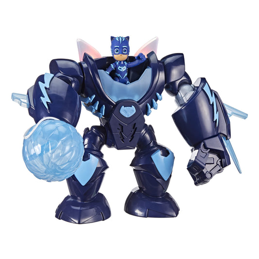 PJ Masks Robo-Catboy amulet button lights up scenes with sounds.