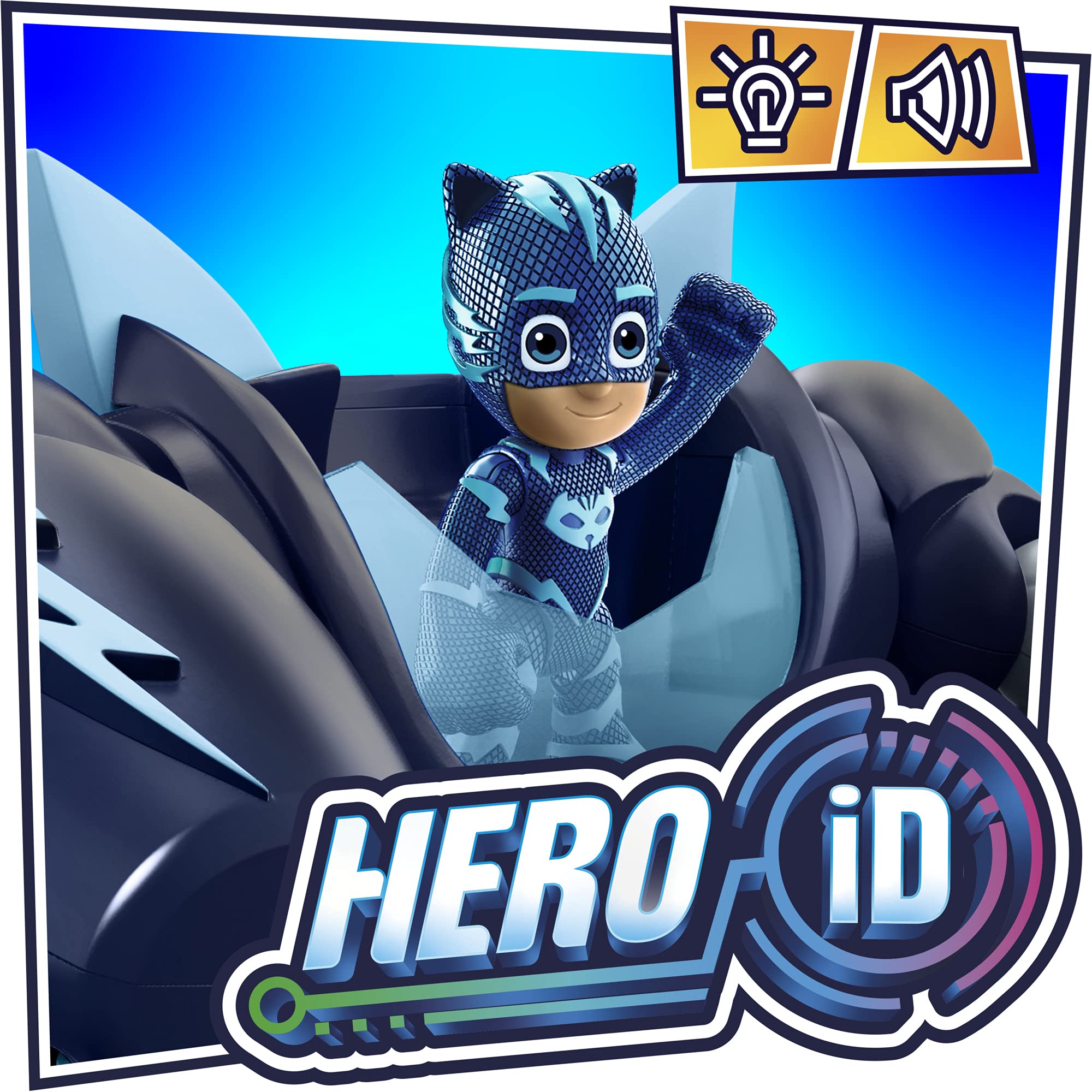 PJ Masks Robo-Catboy hero ID activation with compatible figures.