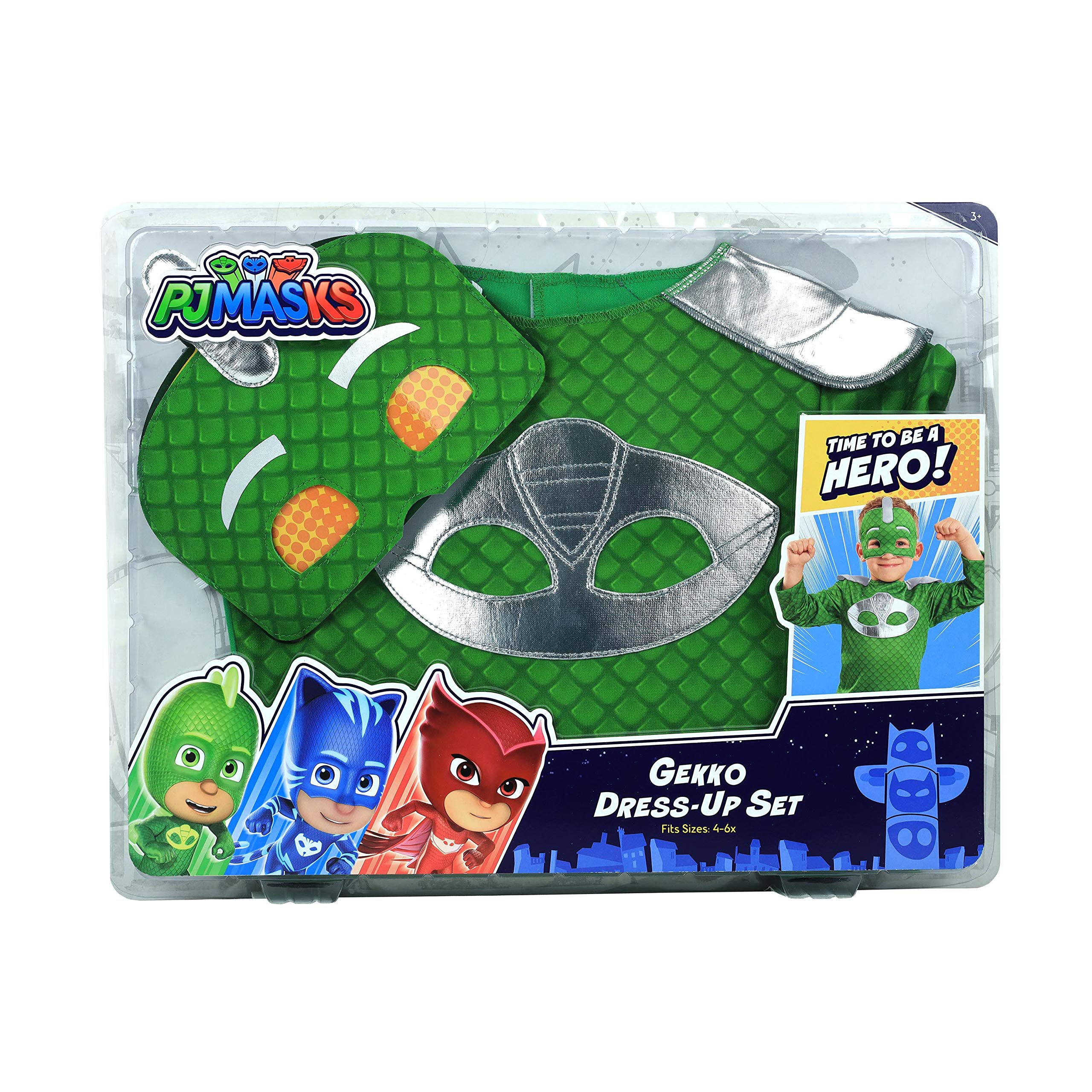 PJ Masks Turbo Blast Gekko suit detail with silver accents for action-packed pretend missions
