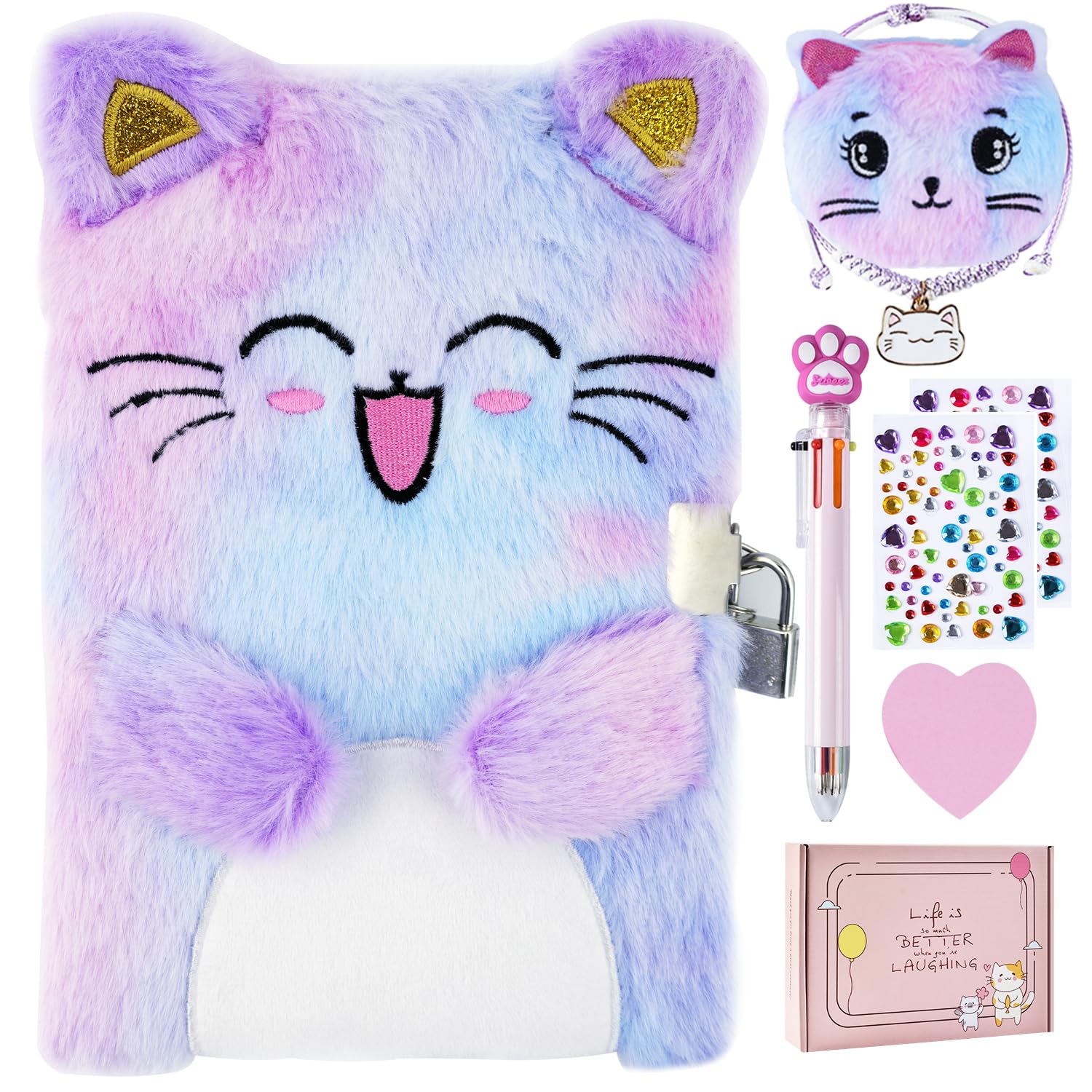 PJDRLLC cat diary with lock cover boosts privacy and personal journaling on the go.