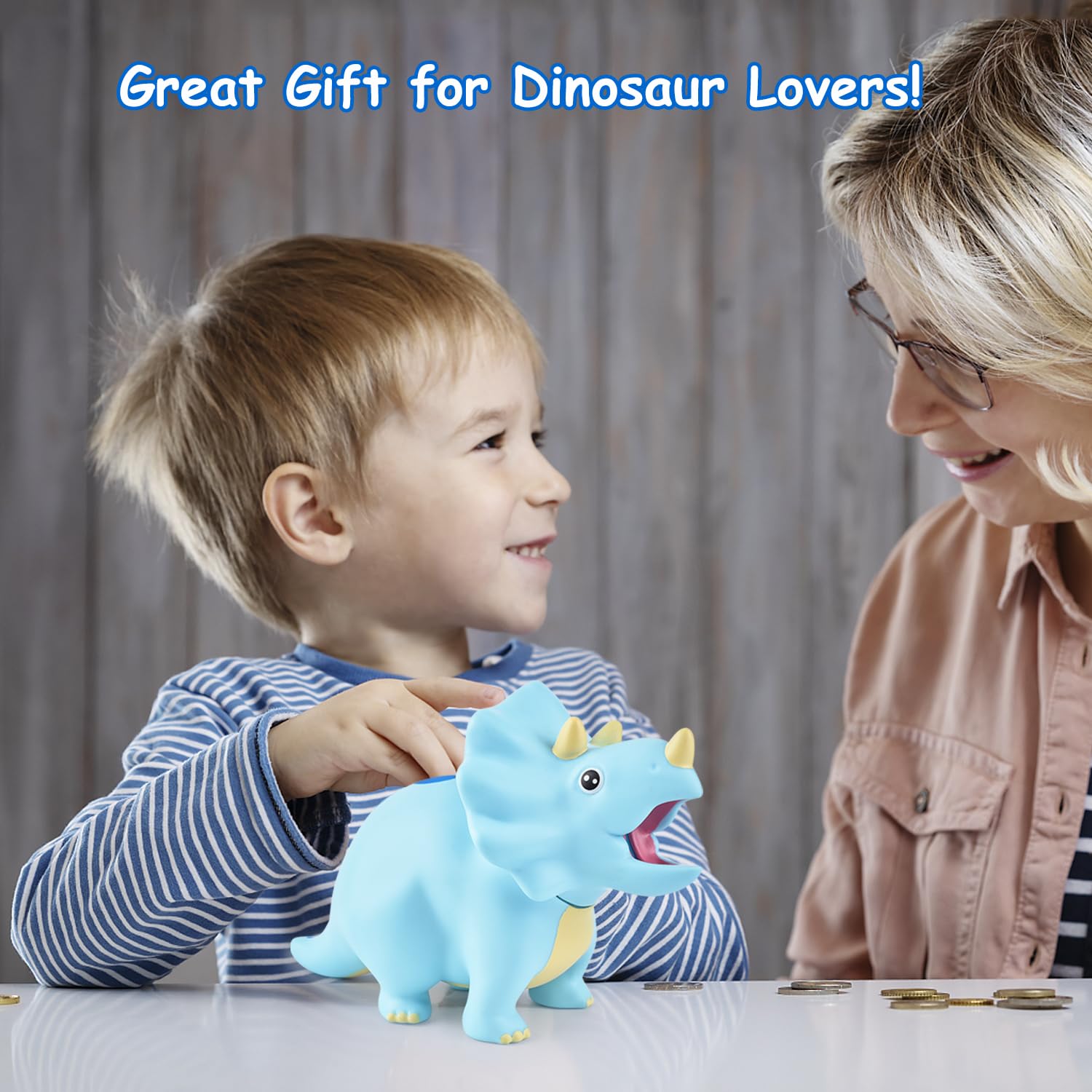 PJDRLLC Dinosaur Piggy Bank bottom knob view enables easy money retrieval for children.