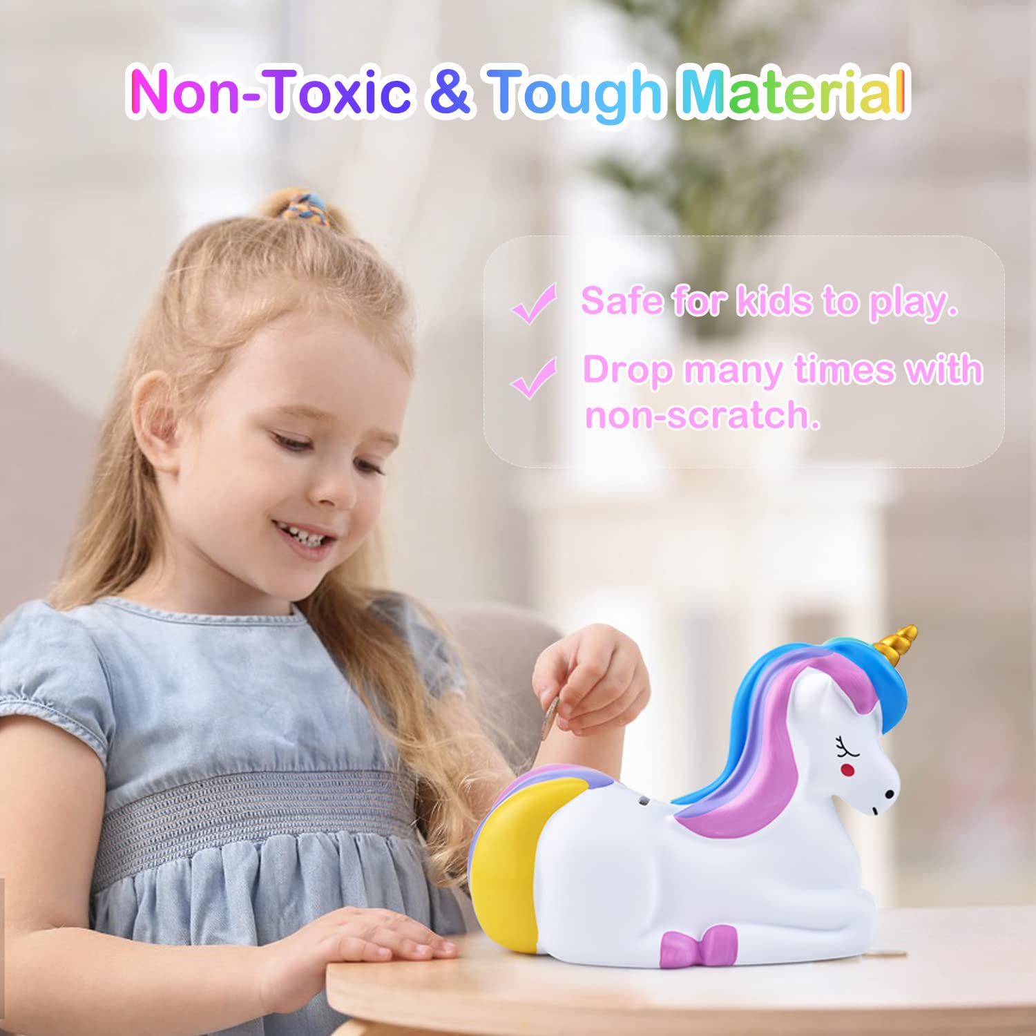 PJDRLLC piggy bank with alphabet stickers for customization.
